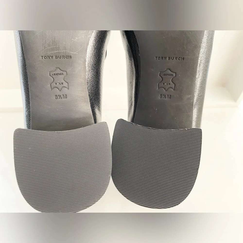 New Tory Burch Jessa heeled horse- head loafers, black leather sz 8.5. - Picture 12 of 16